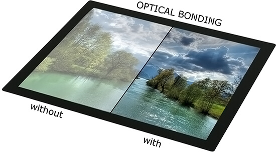 Here a comparison with and without optical bonding