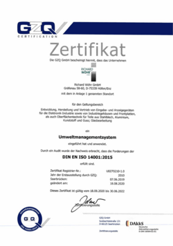 Zertifikate Werk 1 EN ISO 14001